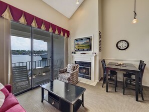 Smart TV, fireplace - Two-Bedroom Vaulted Retreat | Downtown Charlevoix | Pool, Hot Tub, Sauna (Charlevoix)