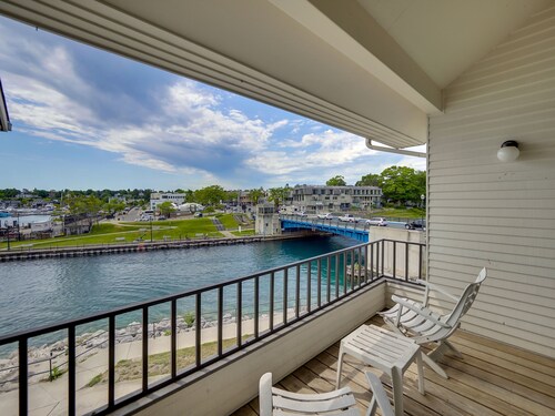 Balcony View of Round Lake | Downtown Charlevoix | Pool, Hot Tub, Sauna | 2BR