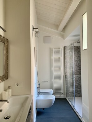 Dusche, Haartrockner, Bidet, Handtücher