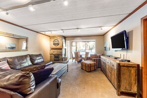 TV, fireplace, table football, ping pong