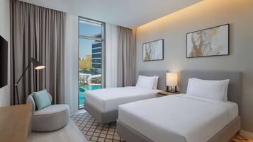 Apartamento conforto, 1 quarto | Roupas de cama premium, cofres nos quartos, individualmente mobiliados
