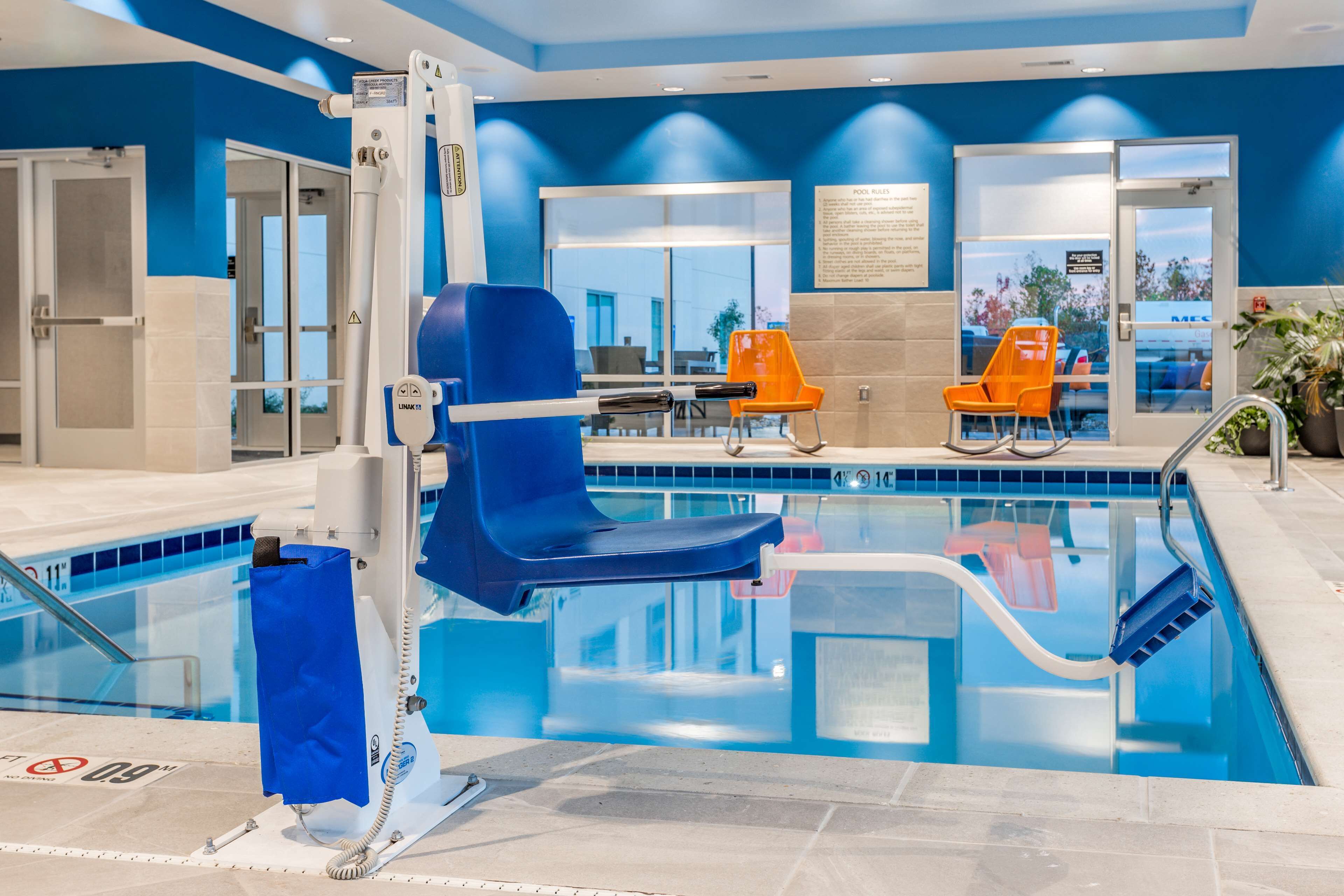 indoor pool, pool loungers