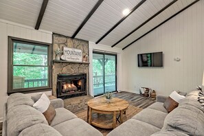 Smart TV, fireplace, video games, table football