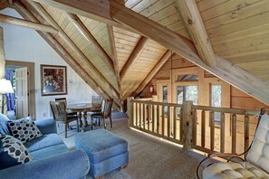 Smart TV, fireplace, video games, DVD player