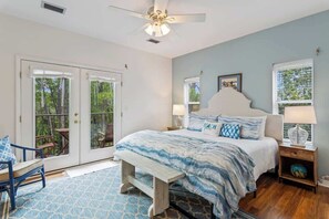 3 bedrooms, memory foam beds, iron/ironing board, travel crib