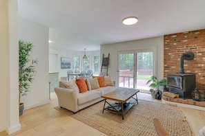 Living Room | Smart TV w/ Netflix | Books | Wood-Burning Stove | Deck Access