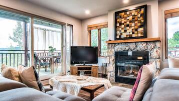 Televisión y chimenea