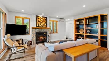 TV, fireplace