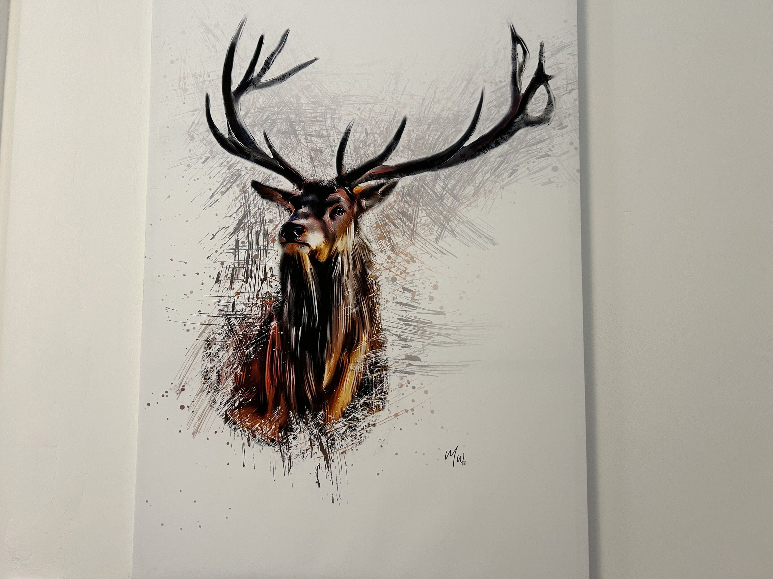 A detailed illustration of a deer with large antlers.