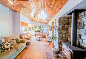 Una Smart TV, una chimenea, videojuegos, un reproductor de DVD