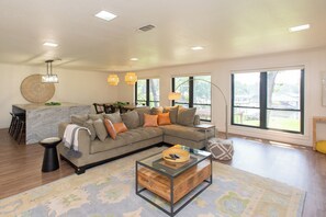 Smart TV, fireplace, table football, ping pong