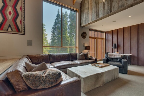 TV, fireplace - Mod Haus by Tahoe Getaways - West Shore w/ Private Beach Access & Pier + Close to Lake! (Homewood)