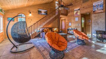 Smart TV, fireplace, table tennis, books