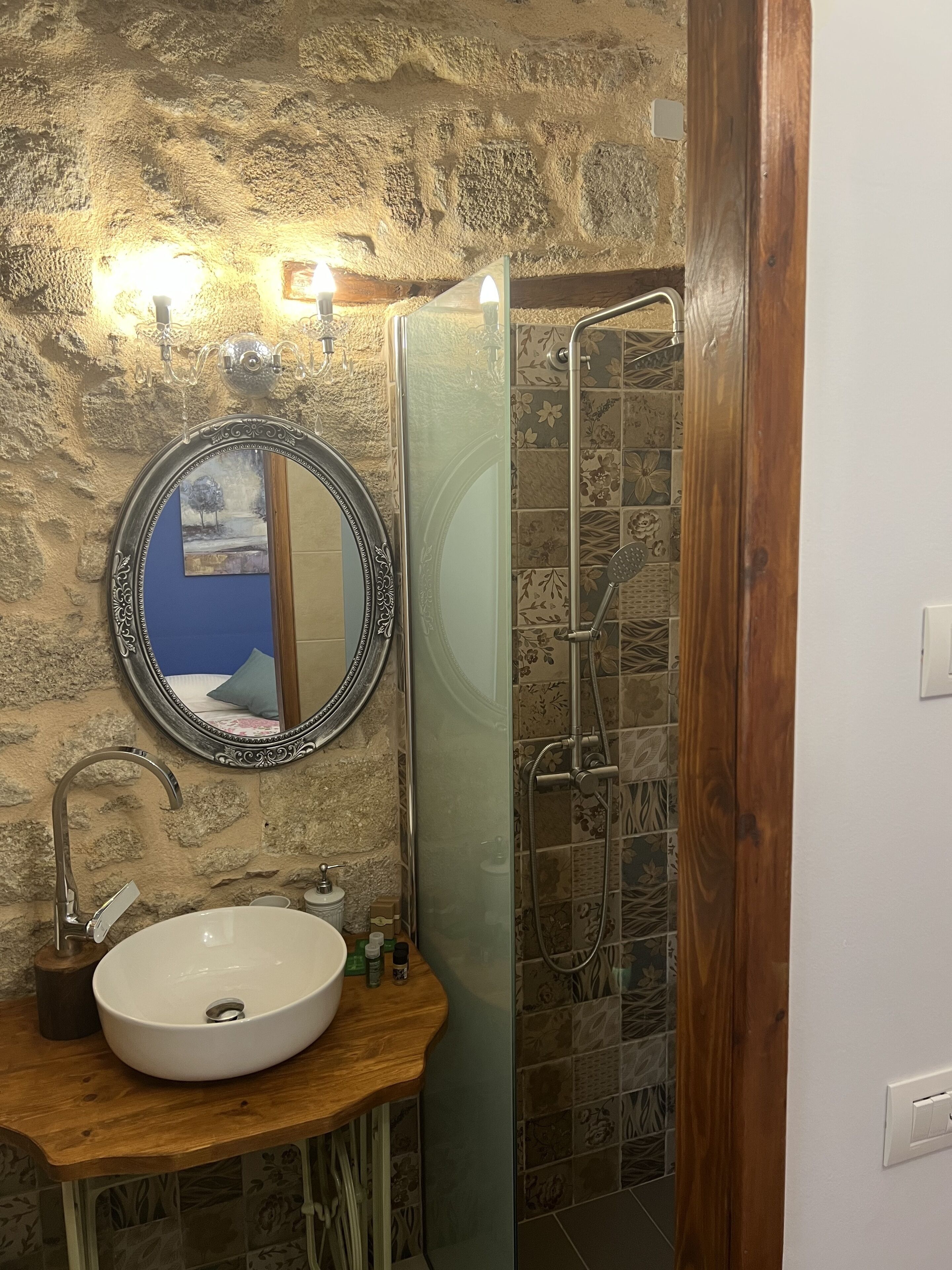 agathi double room (ground floor) | bathroom | free toiletries, hair dryer, towels