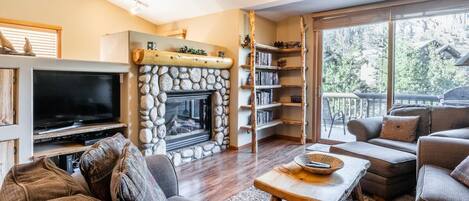 Fernseher, Kamin, DVD-Player