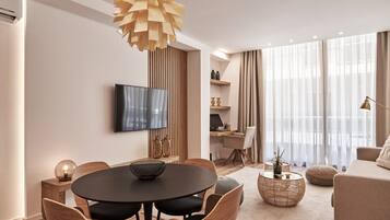 Luxury Apartment | Living area | 55-inch Smart TV with digital channels, TV, computer monitors