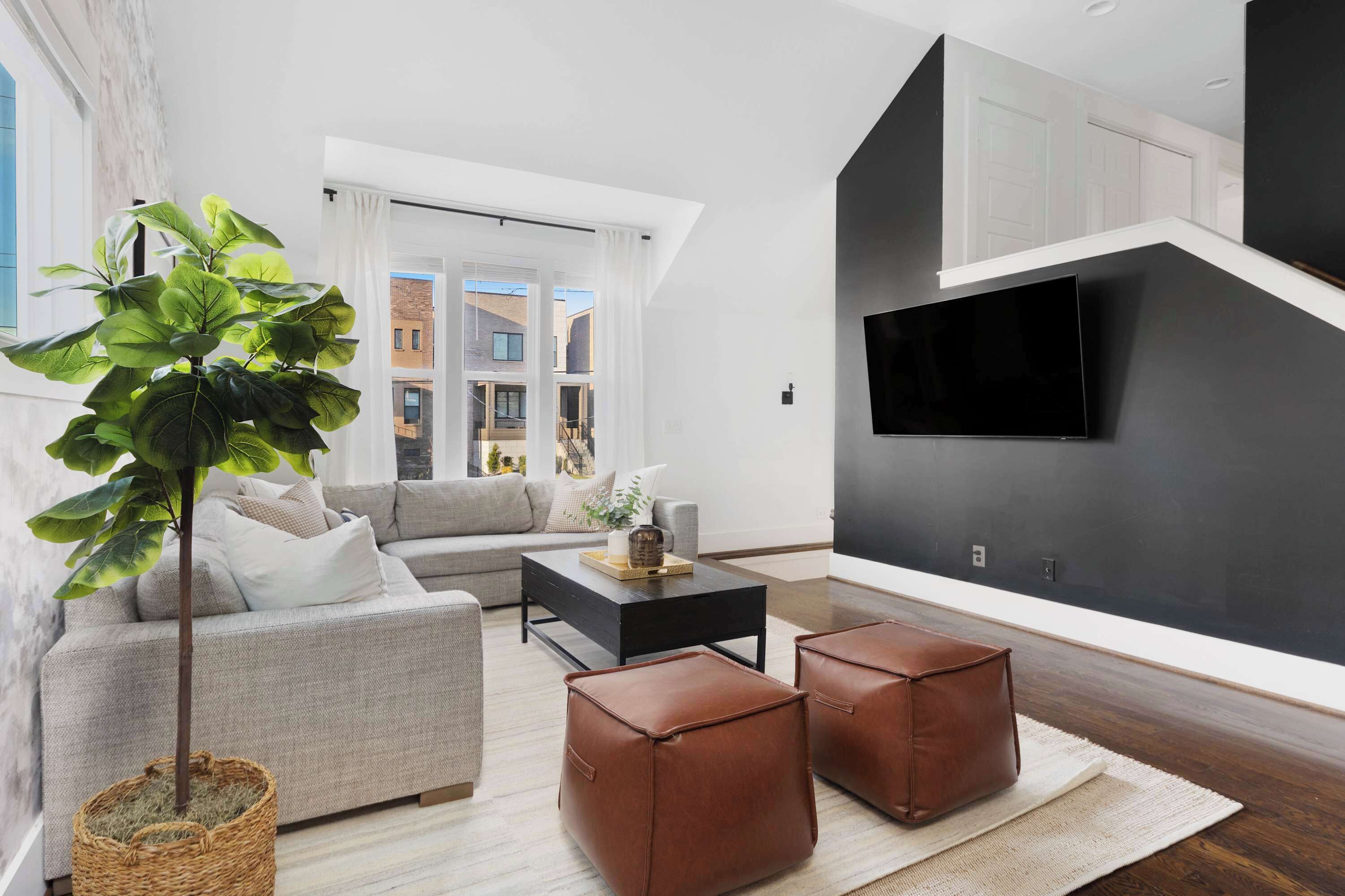 Smart TV, fireplace, video games, table football