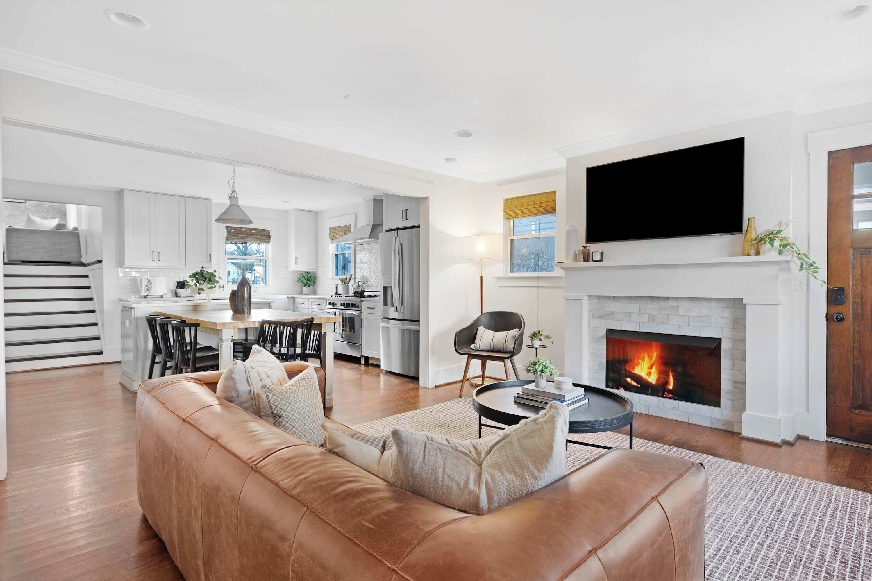 Smart TV, fireplace, video games, table football