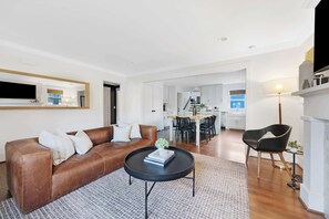 Smart TV, fireplace, video games, foosball