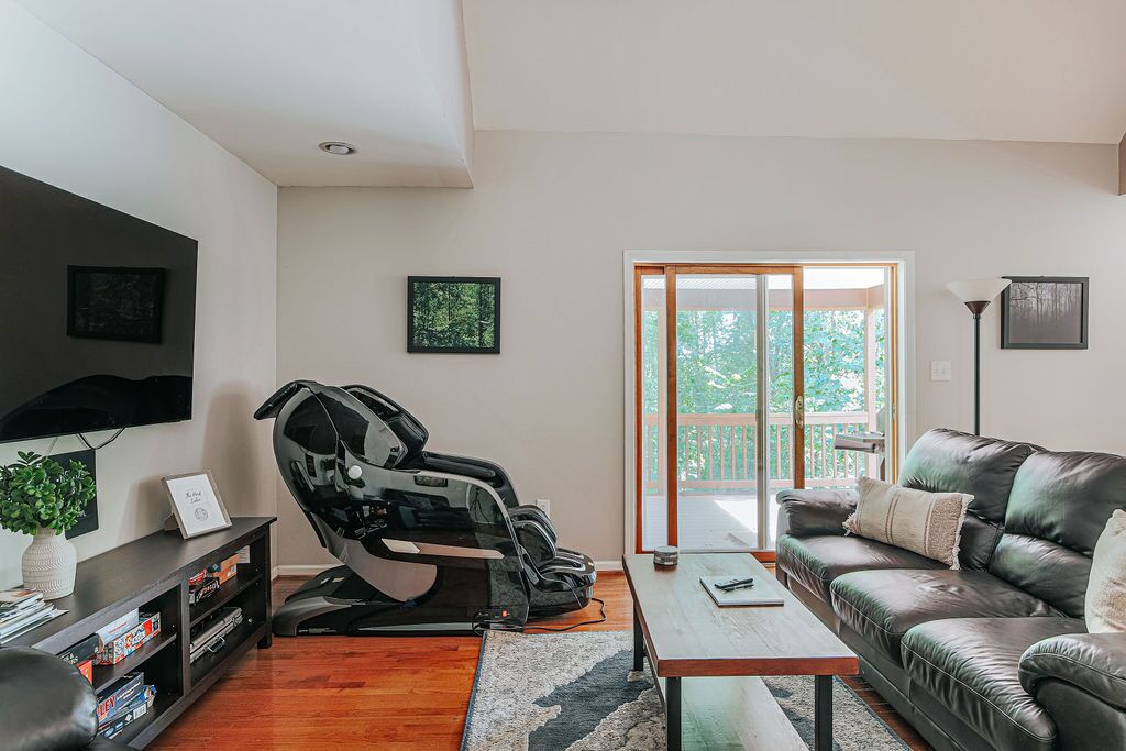 DVD player, books, video library