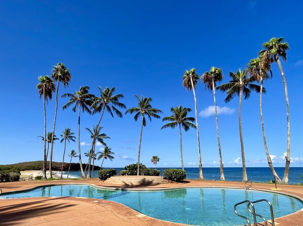 Outdoor pool - Ocean View Condo in Kepuhi Beach, Molokai Island. Great Value. (Maunaloa)