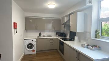 Apartment | Private kitchen | Fridge, microwave, oven, stovetop