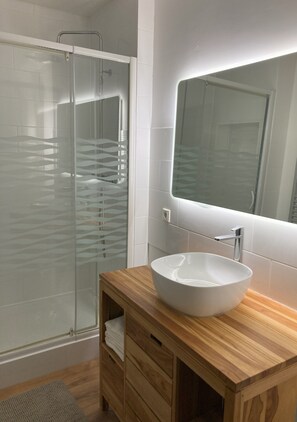 Shower, hair dryer, towels, soap - House with garden and garage (Honfleur)