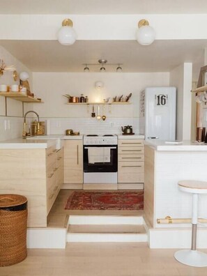 Fridge, microwave, oven, stovetop - Cedar House - Durango Condo w/ Sauna, Hot Tub, and Pool (Durango)