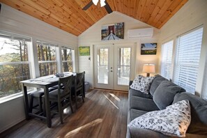 Smart TV, fireplace, DVD player