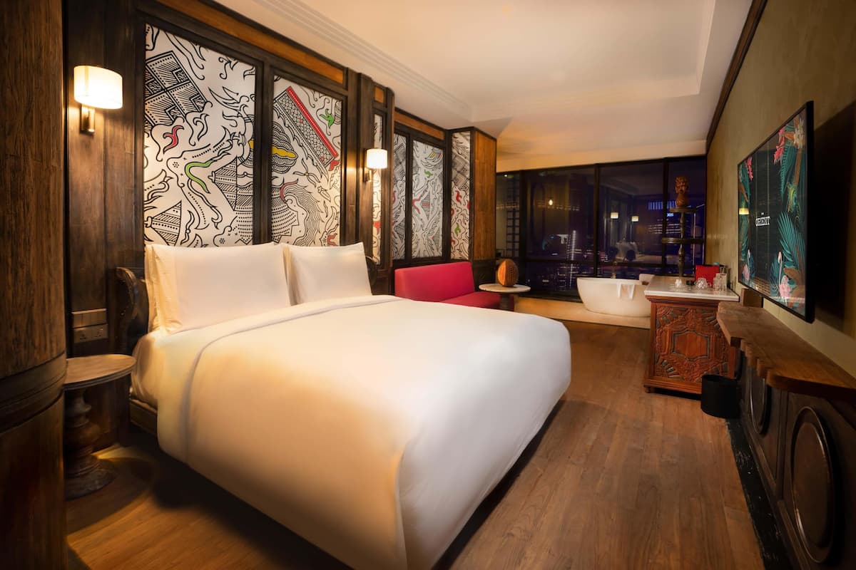 1 quarto, roupas de cama premium, frigobar, cofres nos quartos