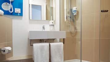 Premium Double Room | Bathroom | Shower, hair dryer, towels, soap