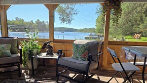 Interior - Adirondack Hideout, lakefront location and sandy shoreline (Lyon Mountain)