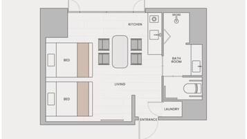 Universal Room, Non Smoking | Living area | 55-inch TV with digital channels, streaming services