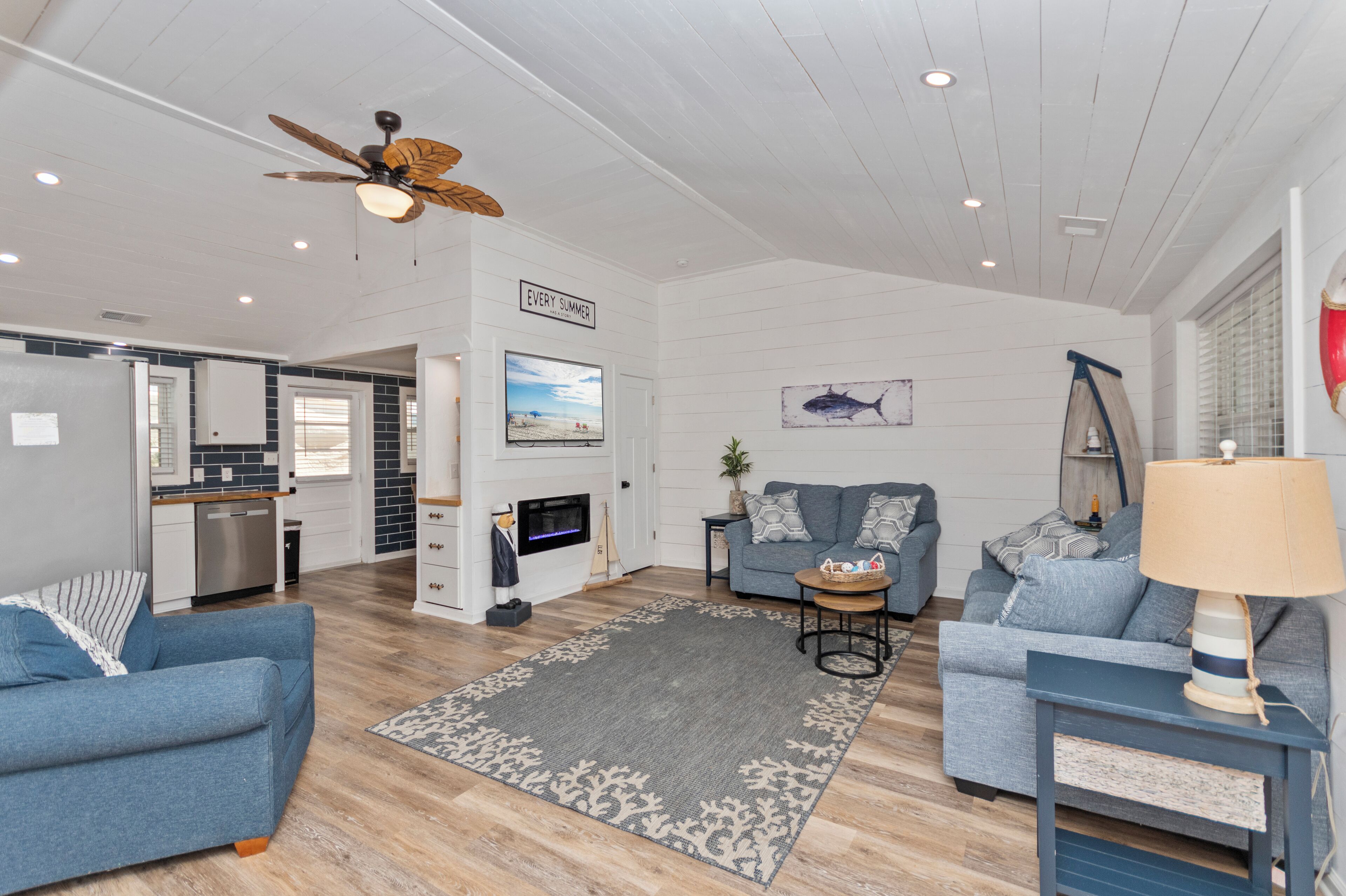 Smart TV, fireplace, video games