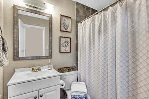 Ensemble baignoire-douche, séchoir à cheveux, serviettes fournies, savon
