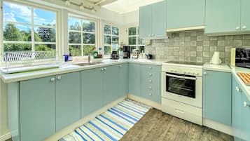 Fridge, oven, stovetop, coffee/tea maker