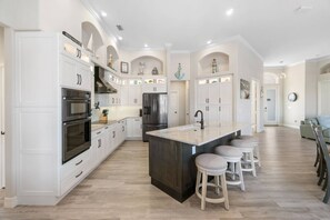 Fridge, microwave, oven, stovetop - Renovated for 2025! Location & Amenities ~Waterfront; 2 King Suites, Saltwater Pool, Dock, WiFi (Marco Island)