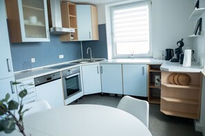 Fridge, oven, stovetop, dishwasher