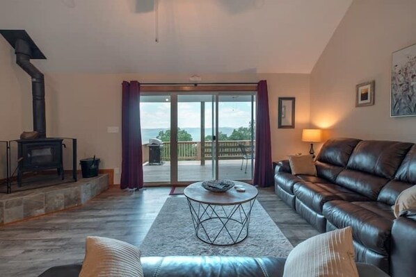 Télévision, cheminée, lecteur de DVD