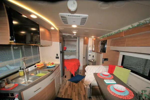 Fridge, microwave, spices, paper towels