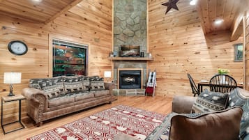 Älytelevisio, takka, videopelejä, kirjoja