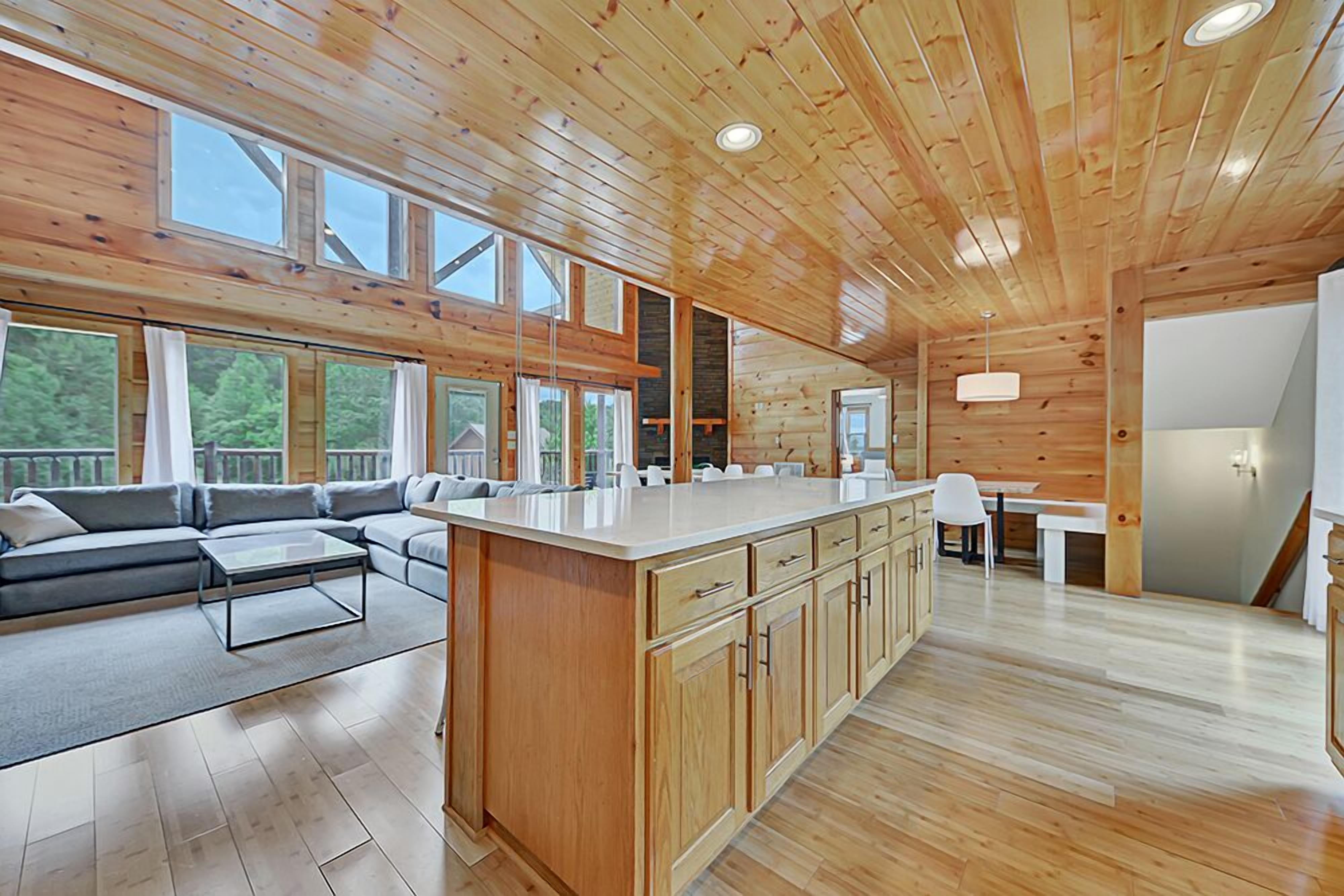 Cabin, Multiple Beds, Hot Tub | Private kitchen | Fridge, microwave, stovetop, dishwasher