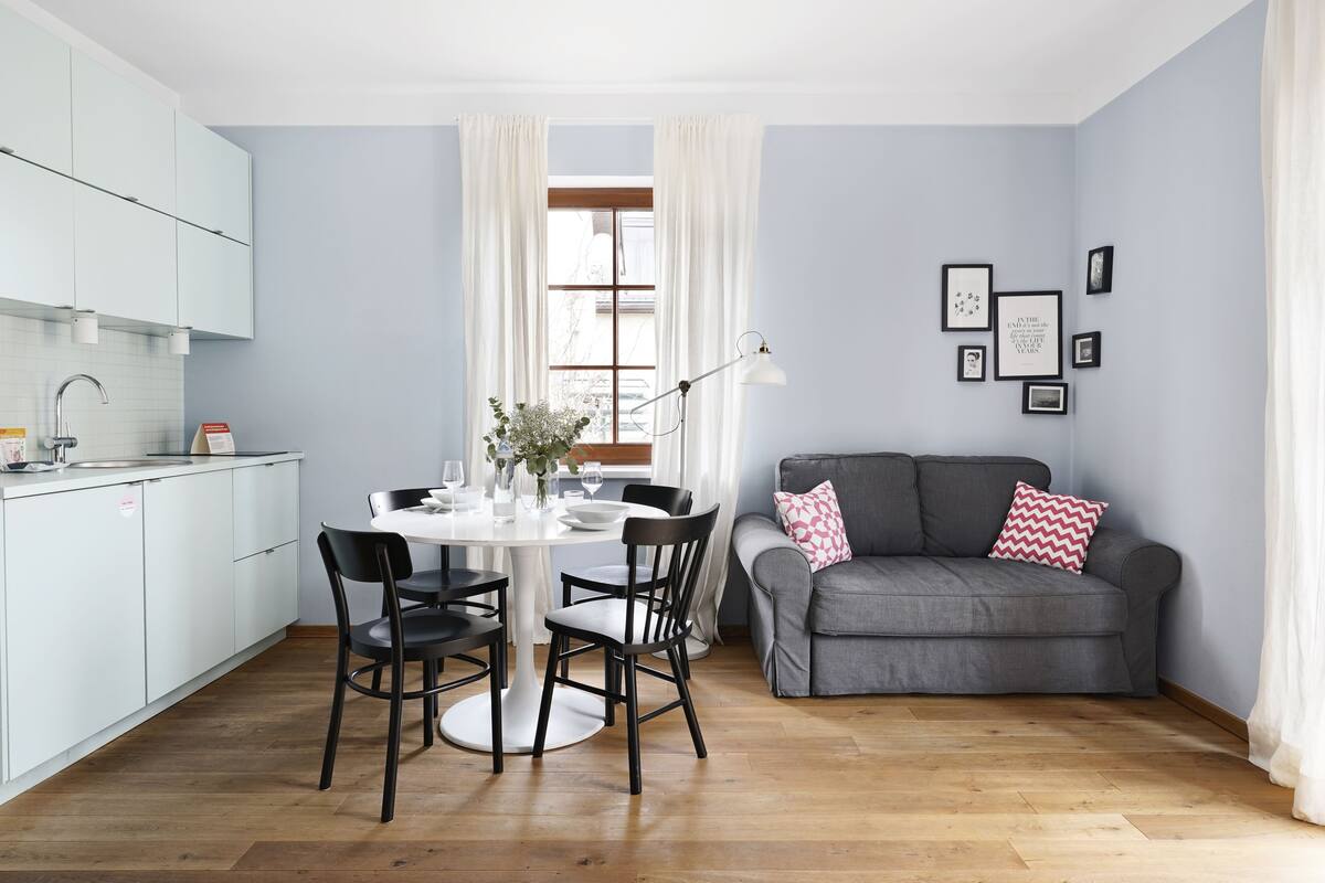 Large Studio, Kitchen, Terrace, Sofa Bed | Oppholdsområde | En 48-tommers smart-TV med kabel-kanaler samt TV og strømmetjenester
