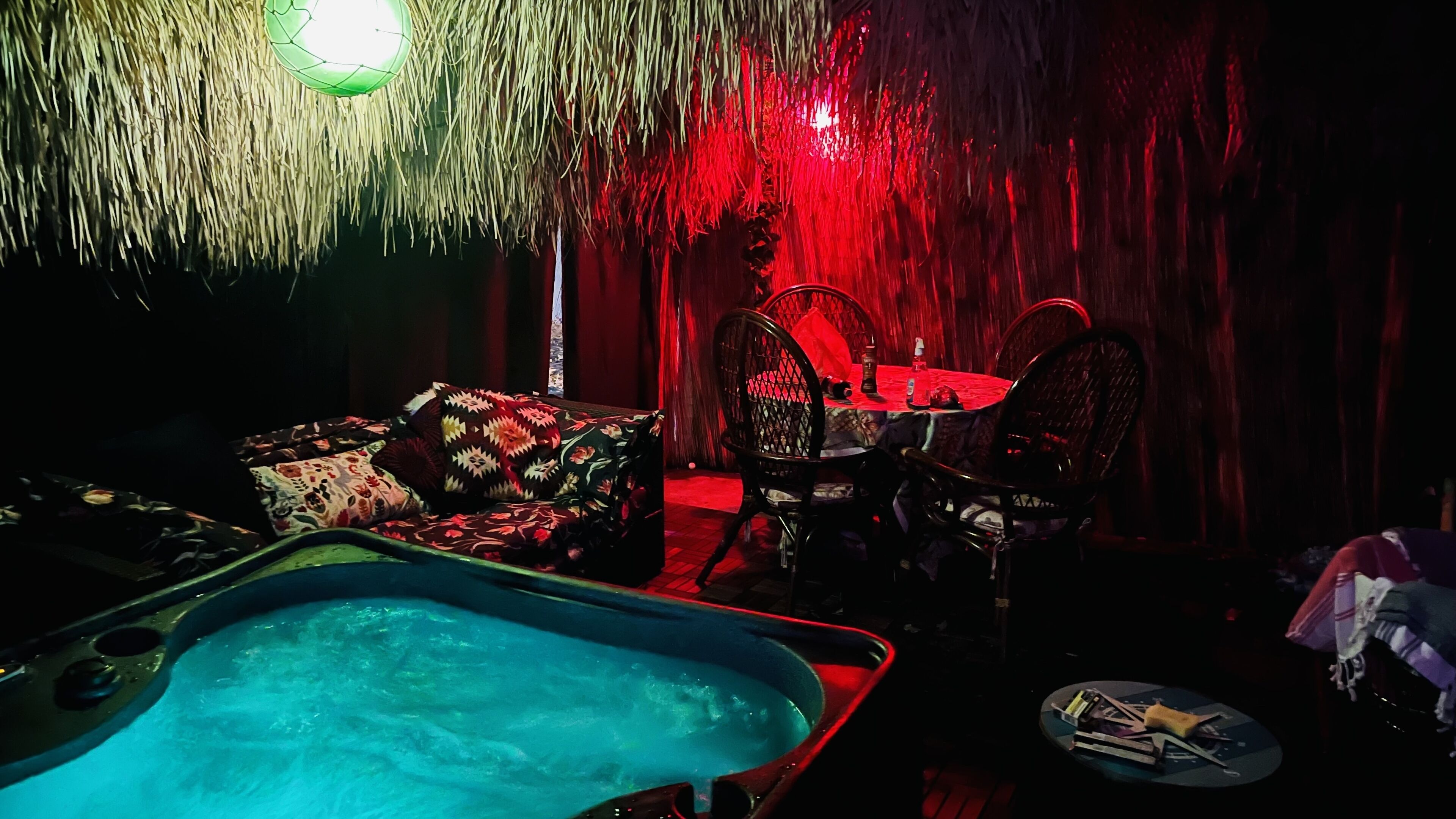 Multicolor LED Pool  Rock Waterfall Hot tub getaway! Large Home 7 Beds