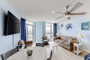 TV, DVD player, video library