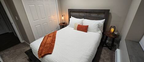 Memory foam beds, desk, iron/ironing board, travel crib