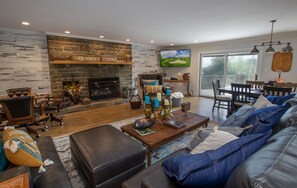 TV, fireplace, DVD player, table football