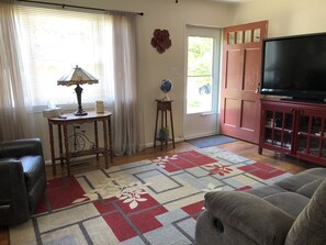 TV, DVD player, books