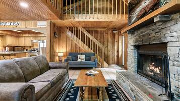 Smart TV, fireplace, video games, foosball