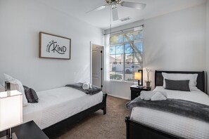 4 bedrooms, desk, iron/ironing board, travel crib